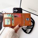 Coach Crossbody Strap Phone Case with Card Holder - Signature Print & Two Tone Border (iPhone & Samsung Galaxy)