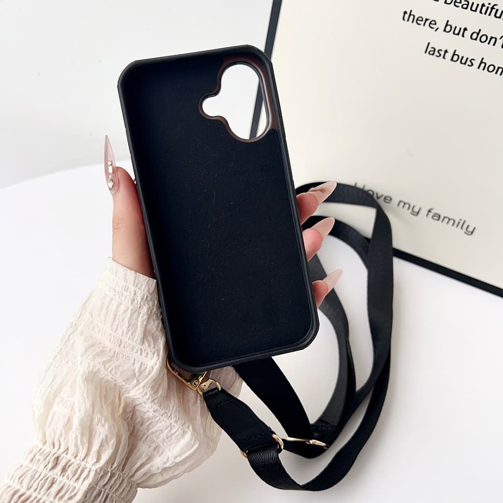 Coach Crossbody Strap Phone Case with Card Holder - Signature Print & Two Tone Border (iPhone & Samsung Galaxy)