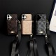 Coach Crossbody Strap Phone Case with Card Holder - Signature Print & Black Border (iPhone & Samsung Galaxy)