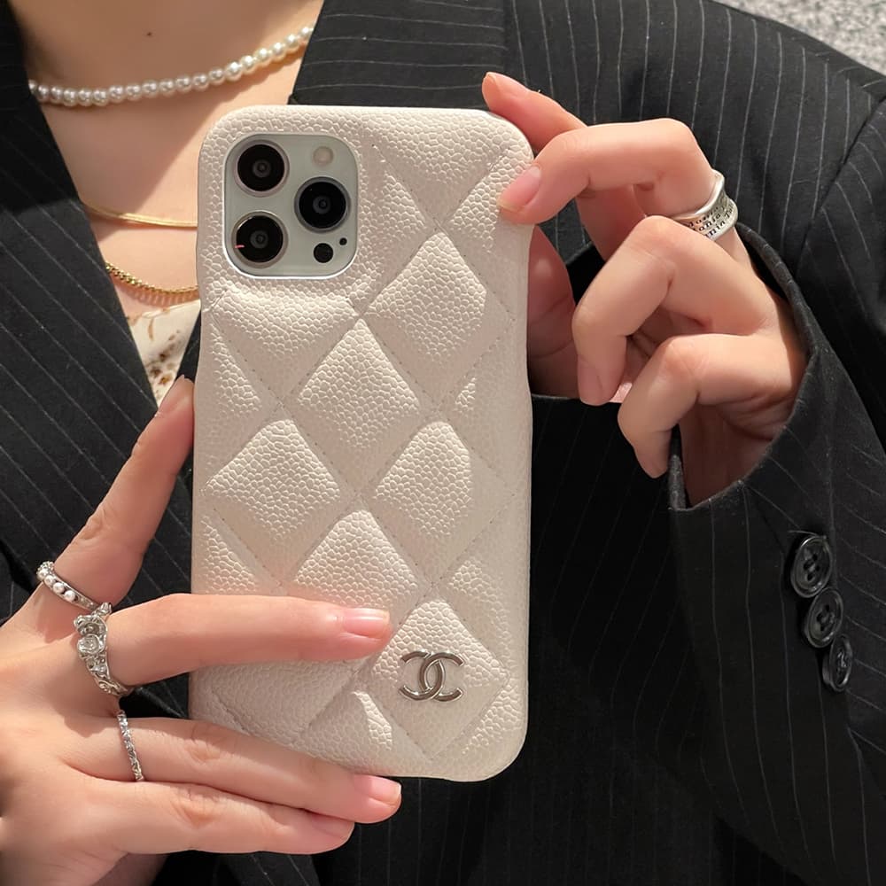 Chanel Quilted Pattern with CC Logo Luxury iPhone Case
