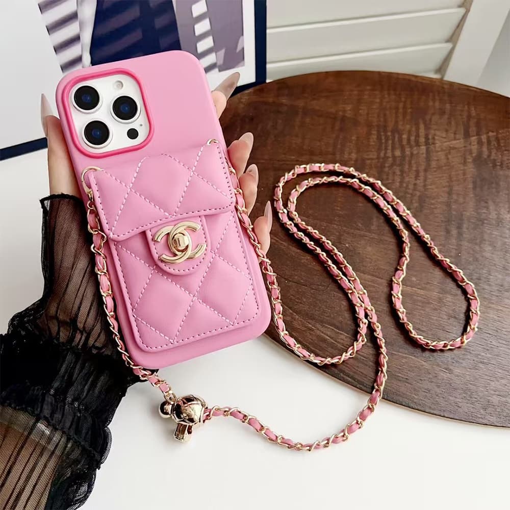 Chanel Quilted Leather & CC Lock Luxury iPhone Case with Card Holder