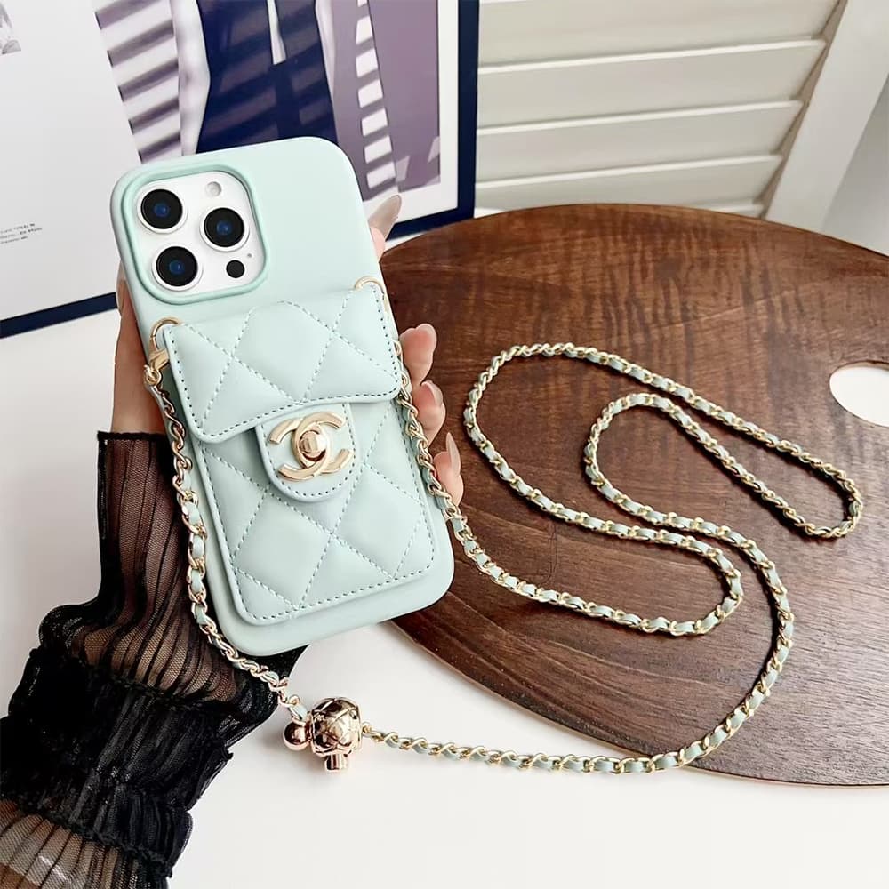 Chanel Quilted Leather & CC Lock Luxury iPhone Case with Card Holder