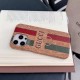 Gucci Cork-textured Luxury iPhone Case – Web Stripe (PC & leather)