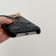 DIOR Cannage Quilted Leather Designer iPhone Case with Gold D.I.O.R. Charm