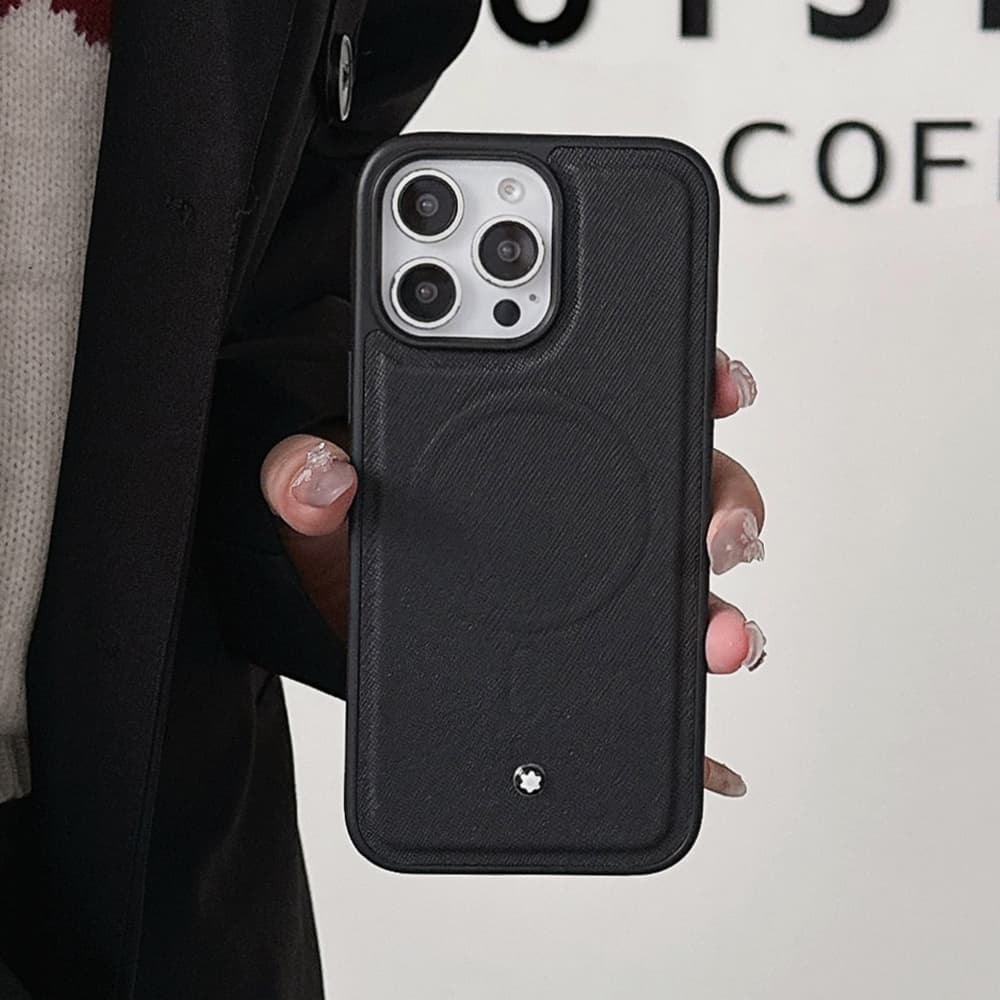 Montblanc Iconic White Star Logo Luxury iPhone Case - Premium Leather (Wireless Charging Compatible)