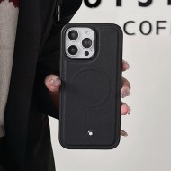 Montblanc Iconic White Star Logo Luxury iPhone Case - Premium Leather (Wireless Charging Compatible)