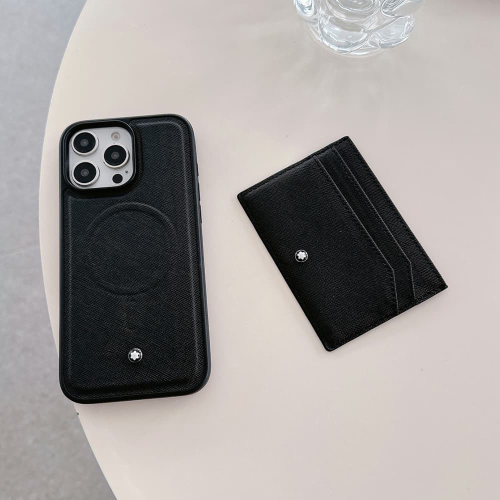Montblanc Iconic White Star Logo Luxury iPhone Case - Premium Leather (Wireless Charging Compatible)
