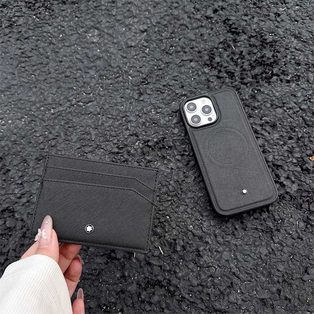 Montblanc Iconic White Star Logo Luxury iPhone Case - Premium Leather (Wireless Charging Compatible)