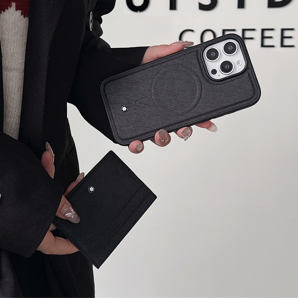 Montblanc Iconic White Star Logo Luxury iPhone Case - Premium Leather (Wireless Charging Compatible)