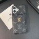 Louis Vuitton & Gucci Flip Card Holder Designer iPhone Case - Monogram/GG Print & Gold Logo