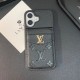 Louis Vuitton & Gucci Flip Card Holder Designer iPhone Case - Monogram/GG Print & Gold Logo