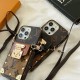Louis Vuitton Lock Closure Card Slot Luxury iPhone Case - Monogram Print with Detachable Strap
