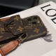 LV & Gucci Accordion Card Wallet Designer iPhone Case - Monogram/GG Print with Detachable Strap & Oversized Logo