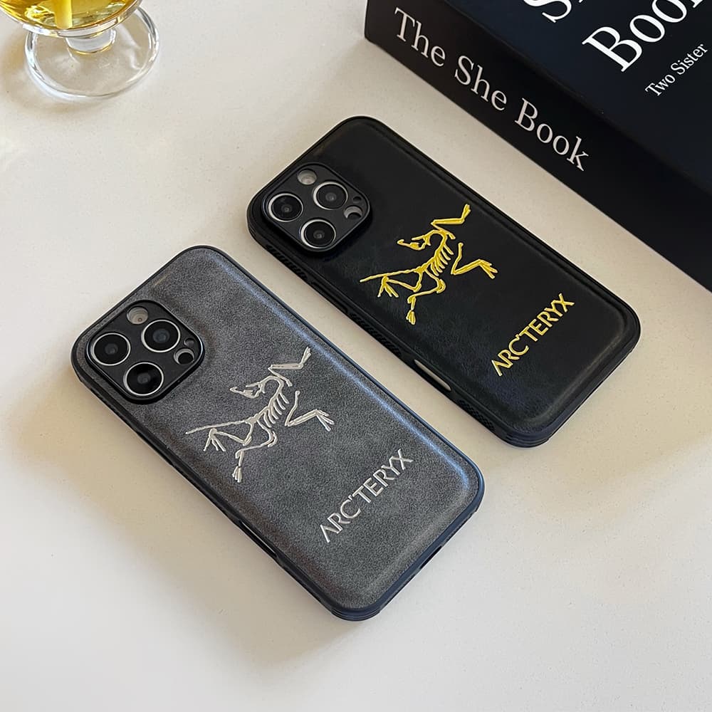 ARC'TERYX Foil-Stamped Logo Designer iPhone Case - Premium Leather