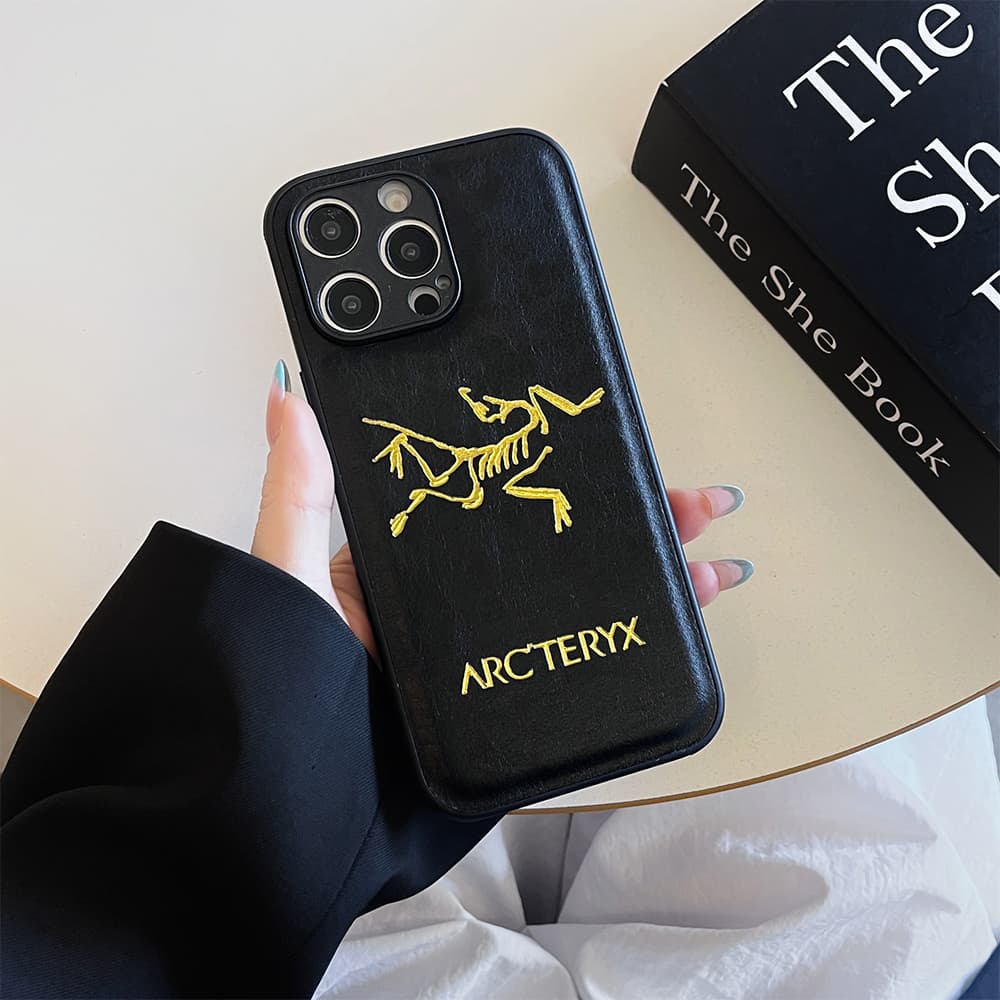 ARC'TERYX Foil-Stamped Logo Designer iPhone Case - Premium Leather