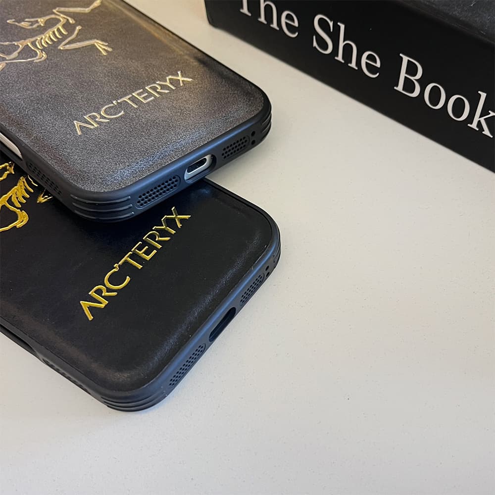 ARC'TERYX Foil-Stamped Logo Designer iPhone Case - Premium Leather