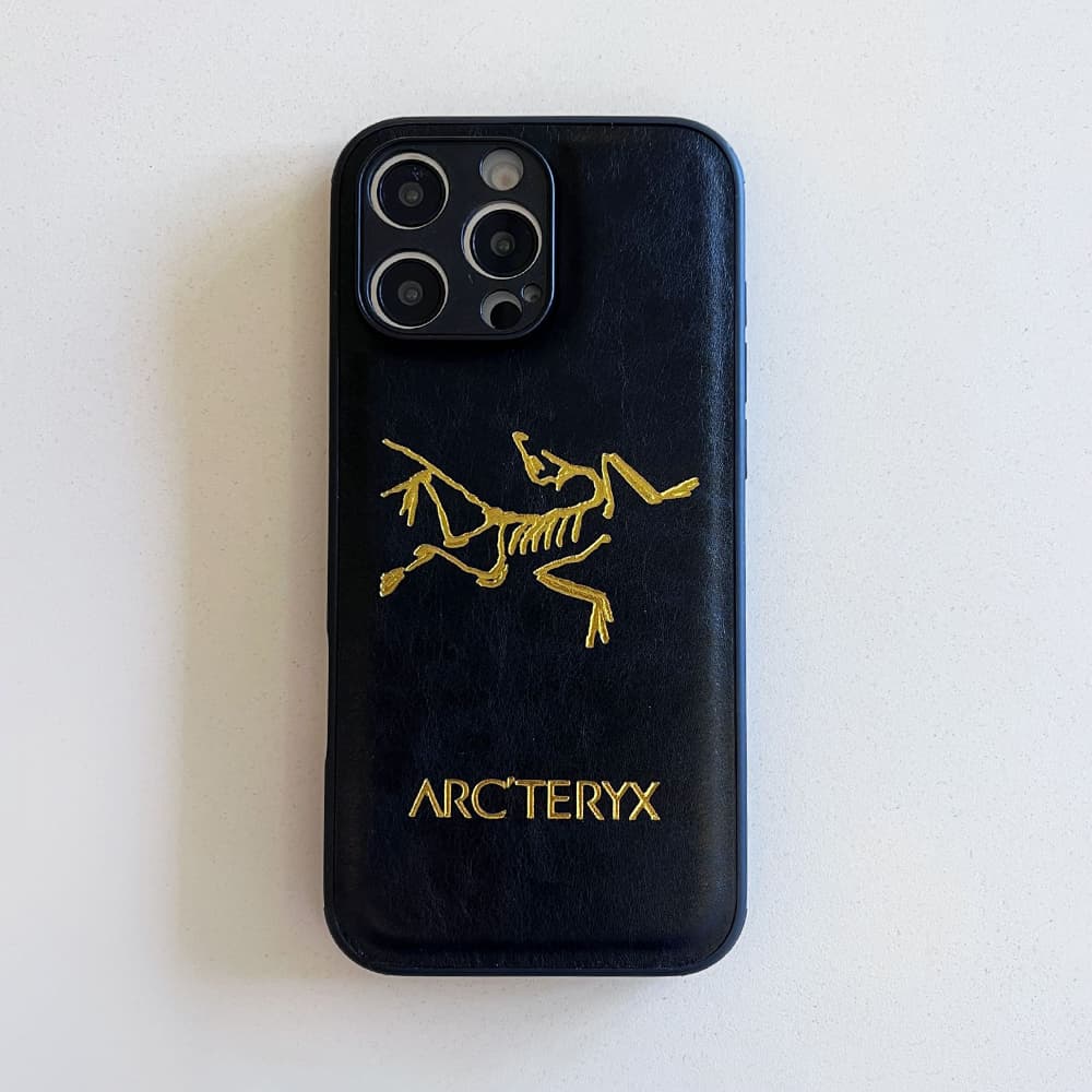 ARC'TERYX Foil-Stamped Logo Designer iPhone Case - Premium Leather