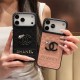 CHANEL CC Logo With Crystal Accents Designer iPhone Case - Diamond Quilted Leather