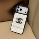 CHANEL CC Logo With Crystal Accents Designer iPhone Case - Diamond Quilted Leather