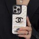 CHANEL CC Logo With Crystal Accents Designer iPhone Case - Diamond Quilted Leather