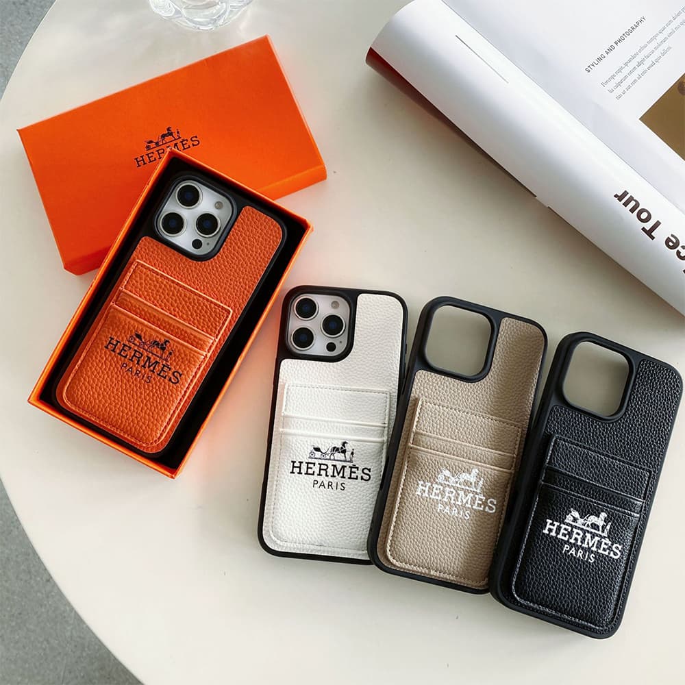 HERMÈS Double Card Pocket Designer iPhone Case - Equestrian Motif