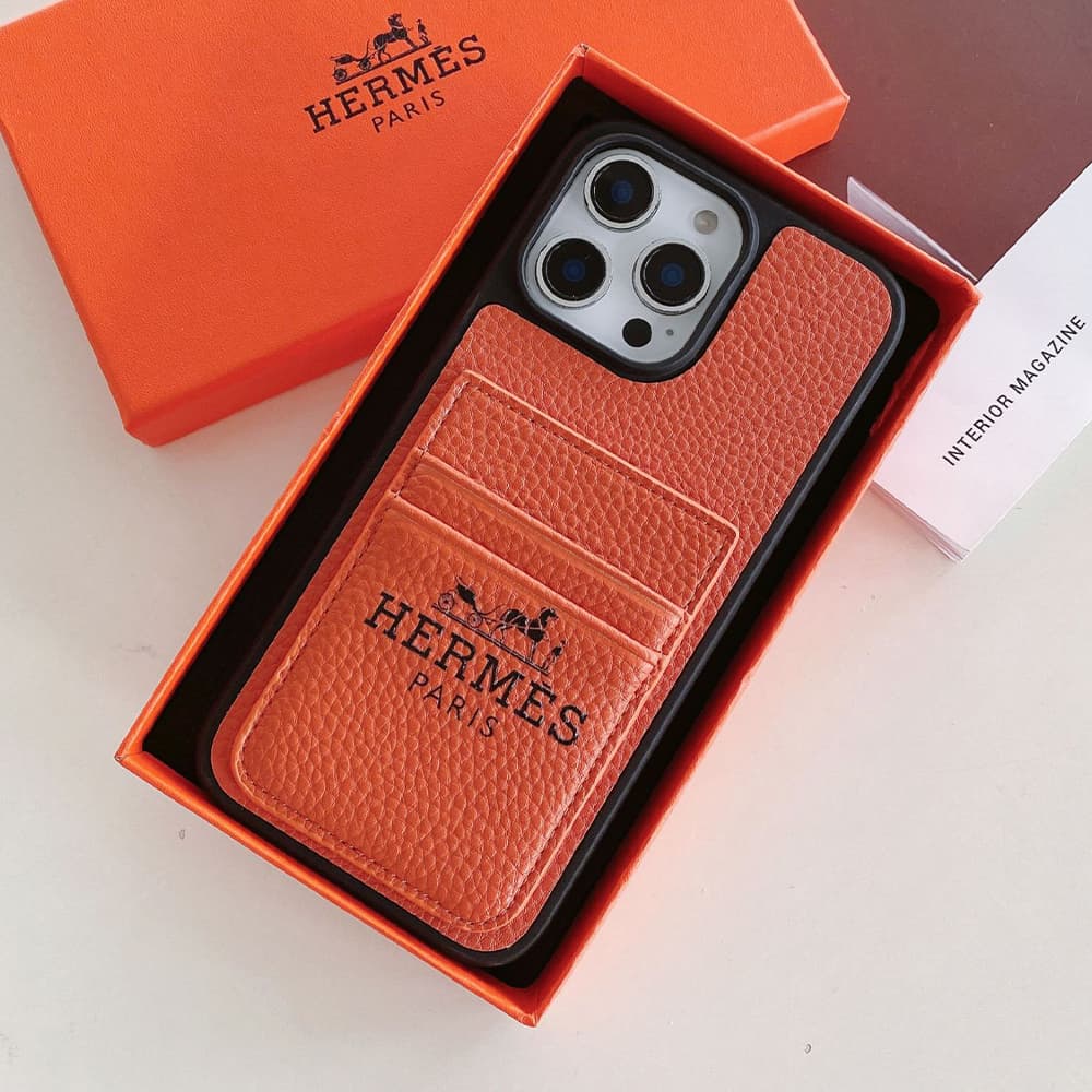 HERMÈS Double Card Pocket Designer iPhone Case - Equestrian Motif