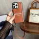 CELINE Triomphe Canvas & Houndstooth Designer iPhone Case with Short Leather Strap