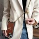 CELINE Triomphe/Houndstooth Luxury iPhone Case with Detachable Chain Strap