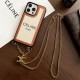CELINE Triomphe/Houndstooth Luxury iPhone Case with Detachable Chain Strap