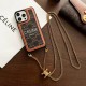 CELINE Triomphe/Houndstooth Luxury iPhone Case with Detachable Chain Strap