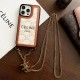 CELINE Triomphe/Houndstooth Luxury iPhone Case with Detachable Chain Strap