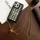 CELINE Triomphe/Houndstooth Luxury iPhone Case with Detachable Chain Strap