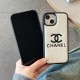 CHANEL CC Logo Embossed Leather Luxury iPhone Case (Black/White/Silver)