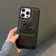 CHANEL CC Logo Embossed Leather Luxury iPhone Case (Black/White/Silver)