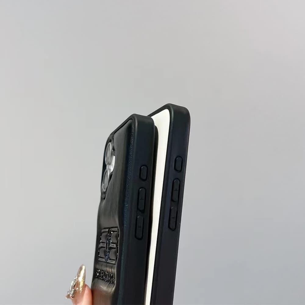 Balenciaga 3D Embossed BB Logo Designer iPhone Case (Black/White)