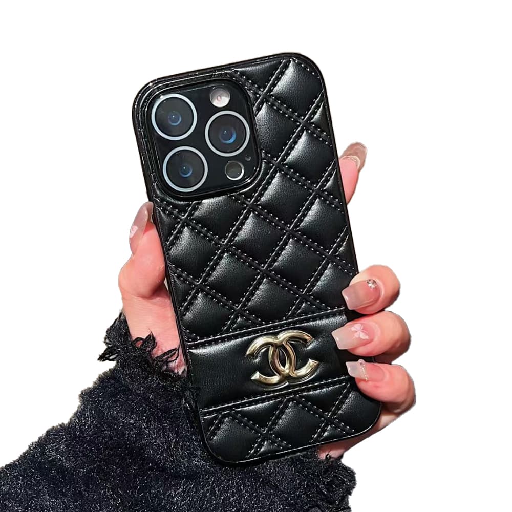 CHANEL Diamond Quilted Leather with Gold-toned CC Logo Luxury iPhone Case (5 Colors)