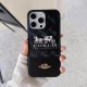 COACH Carriage Logo Color Blocking Designer iPhone Case with Gold Accents