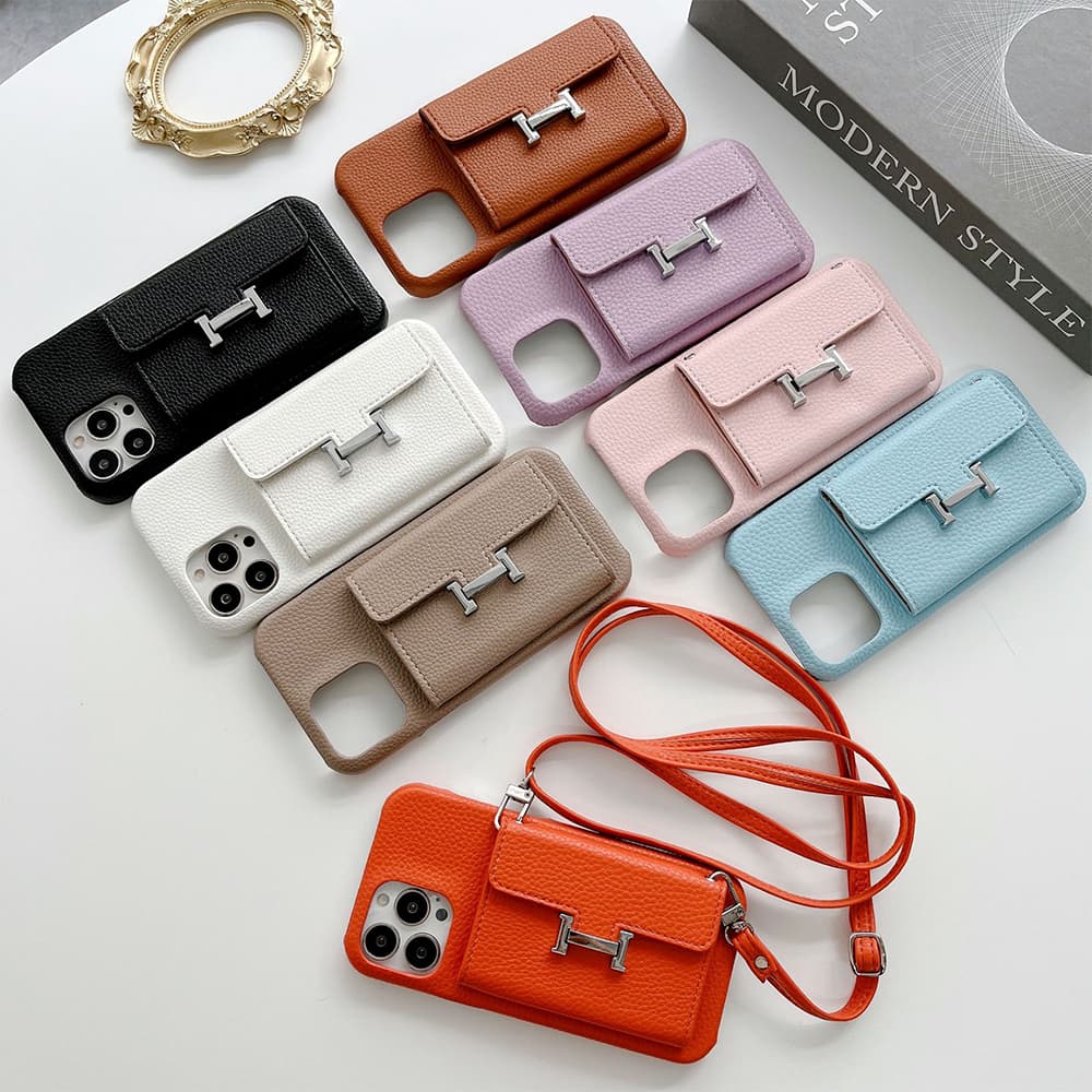 HERMÈS Tri-Fold Wallet Luxury iPhone Case - H Lock (8 Colors)