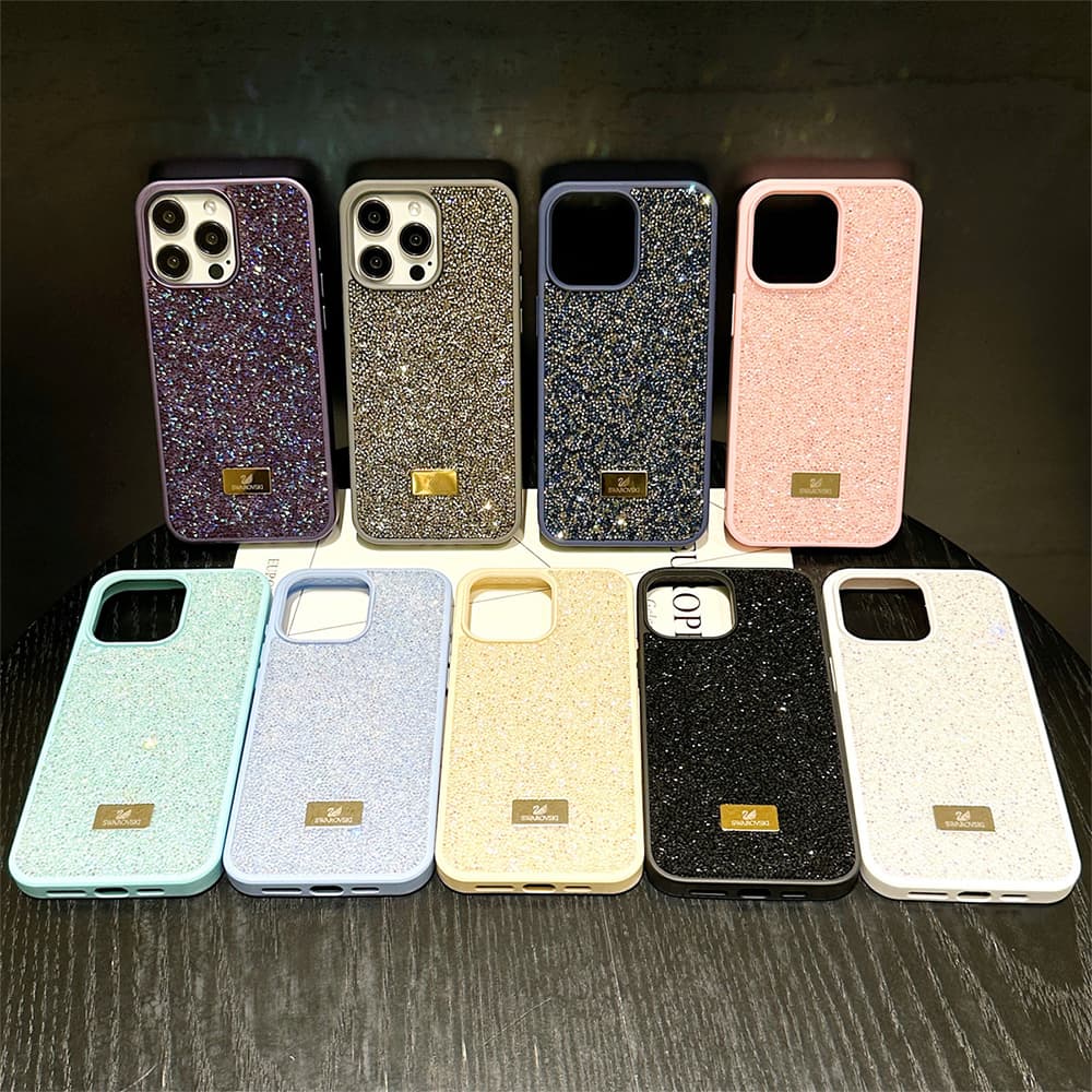 SWAROVSKI Gold-toned Swan Logo Luxury iPhone Case - Crystal Embellished (10 Colors)