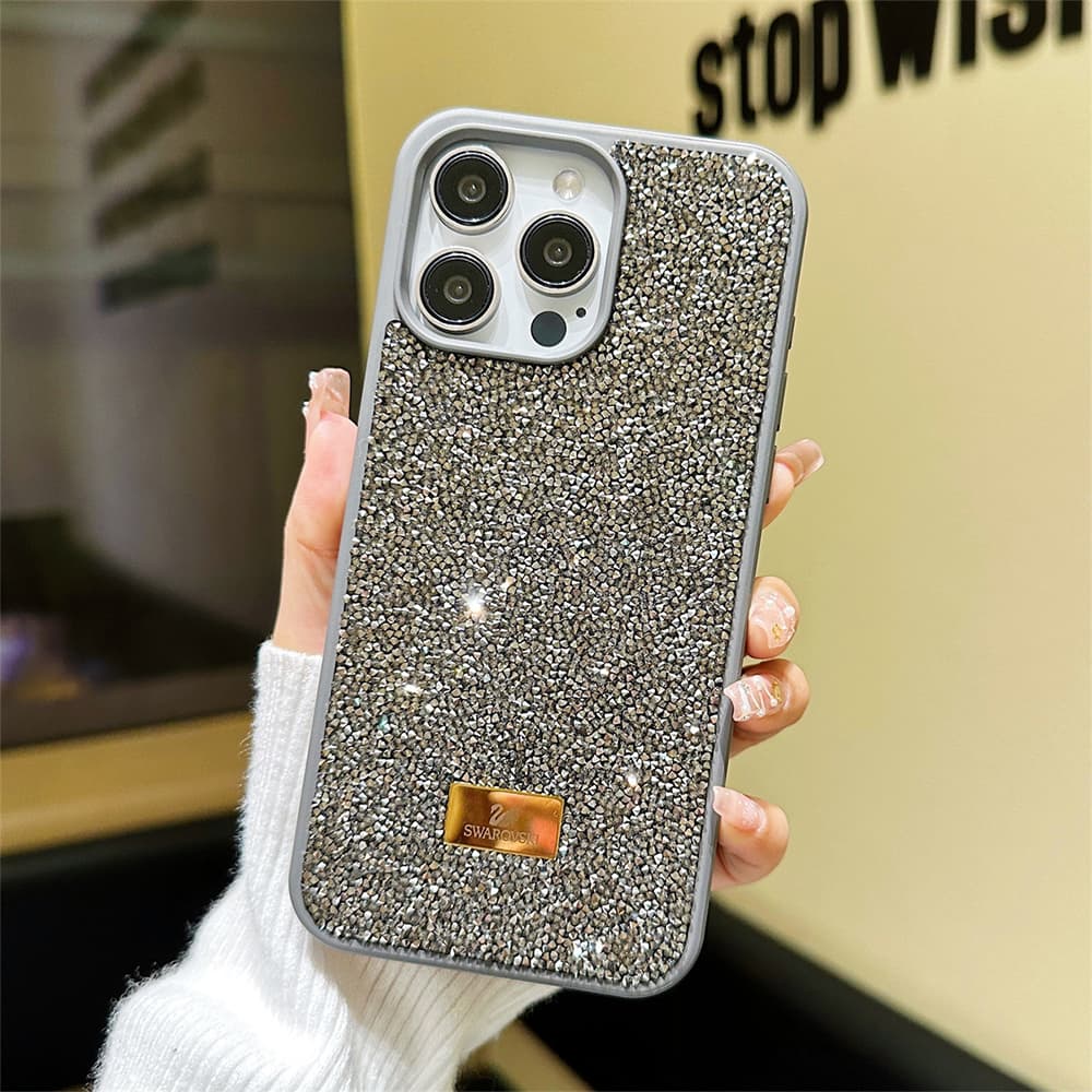 SWAROVSKI Gold-toned Swan Logo Luxury iPhone Case - Crystal Embellished (10 Colors)