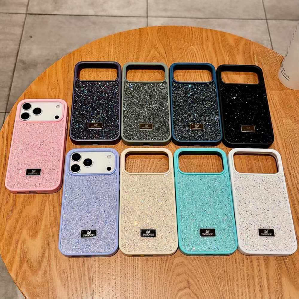 SWAROVSKI Gold-toned Swan Logo Luxury iPhone Case - Crystal Embellished (10 Colors)