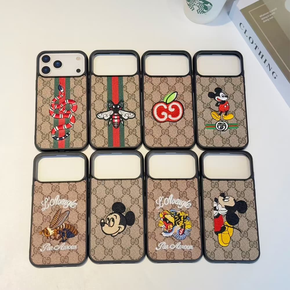 Gucci X Mickey Mouse Embroidery iPhone Case - Bee/Snake (8 Designs)