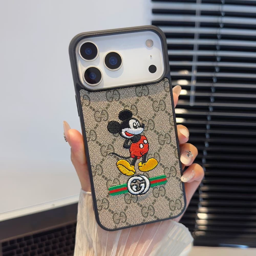 Gucci X Mickey Mouse Embroidery iPhone Case - Bee/Snake (8 Designs)