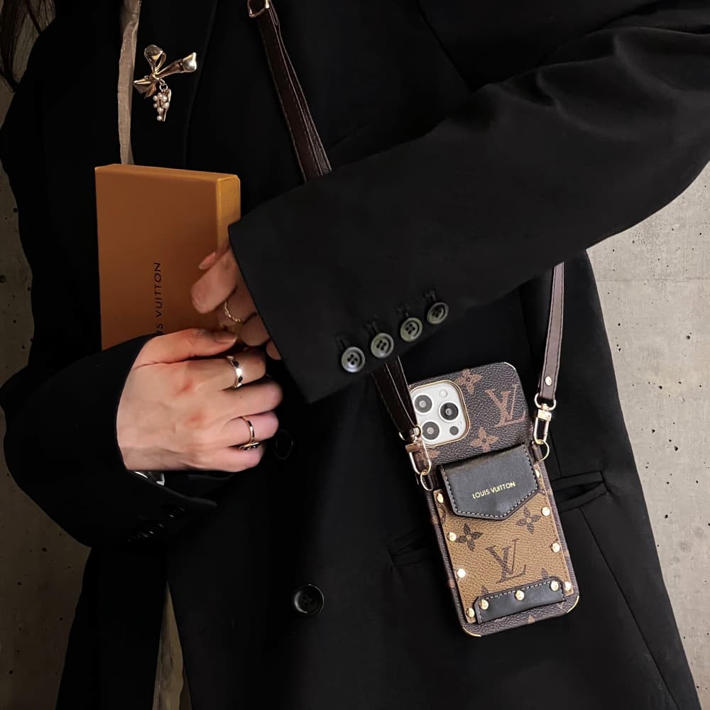 Louis Vuitton Monogram Crossbody Bag with Leather Strap iPhone Case
