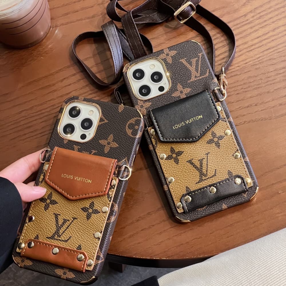 Louis Vuitton Monogram Crossbody Bag with Leather Strap iPhone Case