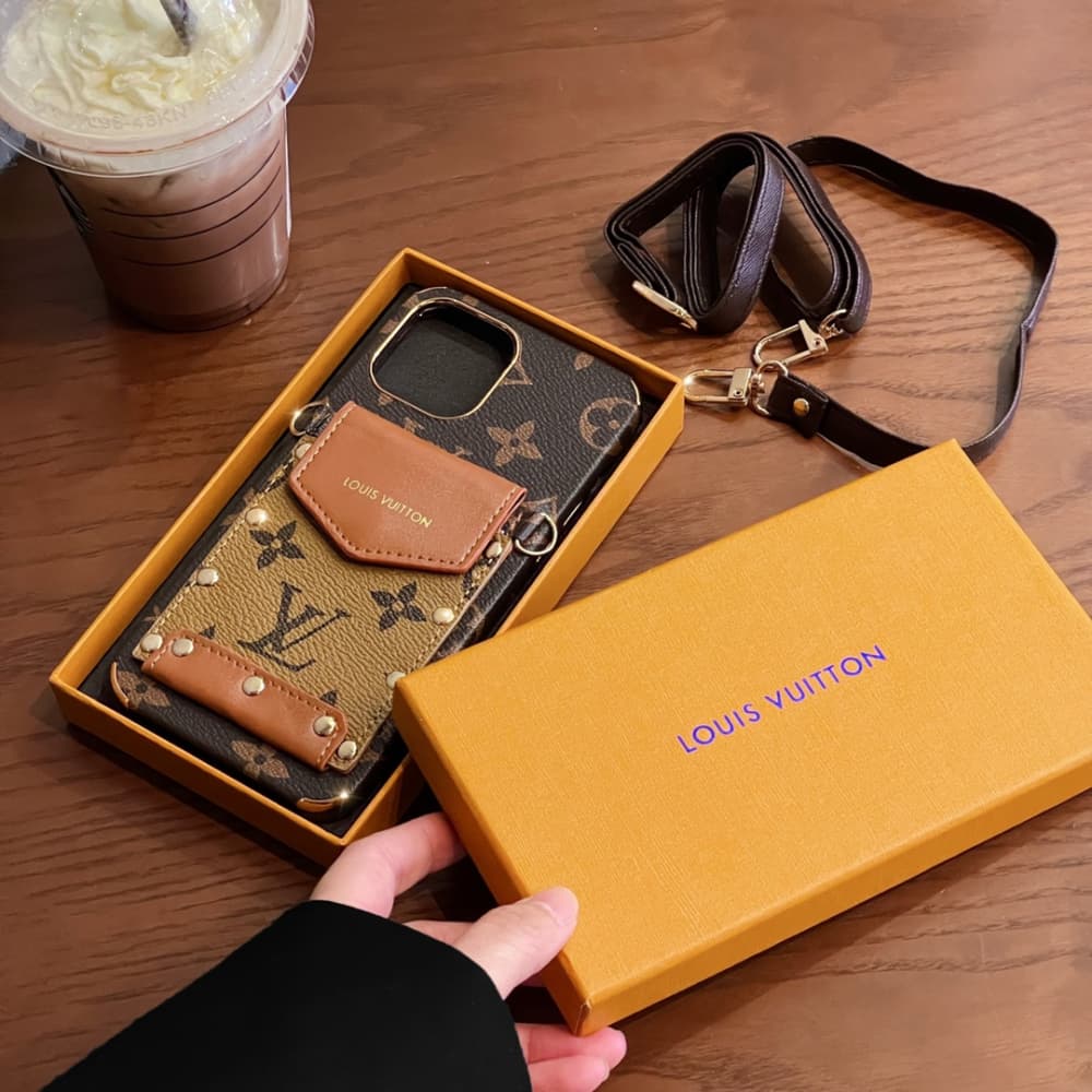 Louis Vuitton Monogram Crossbody Bag with Leather Strap iPhone Case