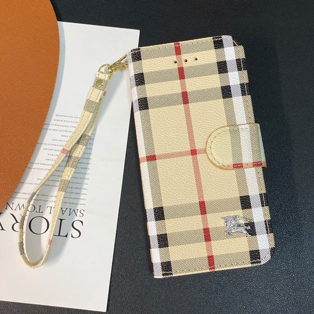 LV Gucci Burberry Classic Flip Cover for iPhone - Monogram/GG/Plaid (Multi-Color)