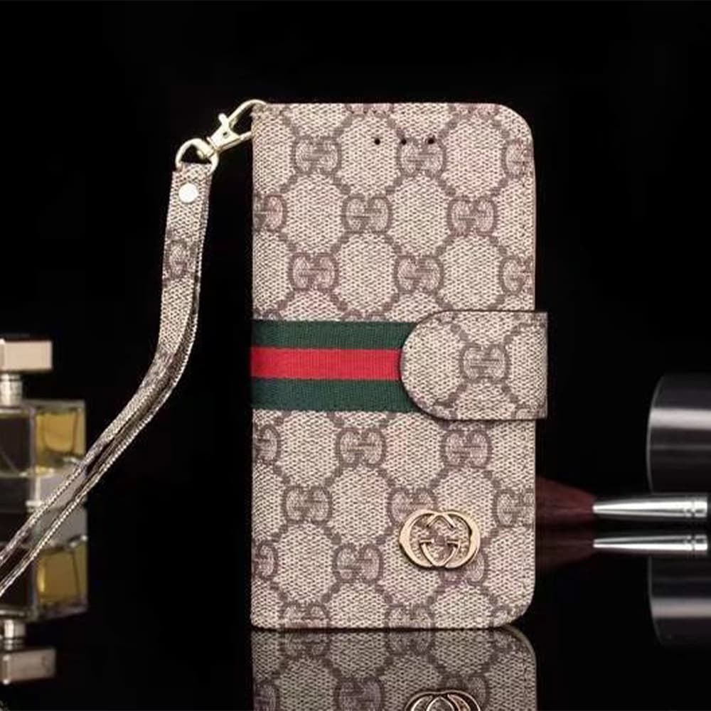LV Gucci Burberry Classic Flip Cover for iPhone - Monogram/GG/Plaid (Multi-Color)