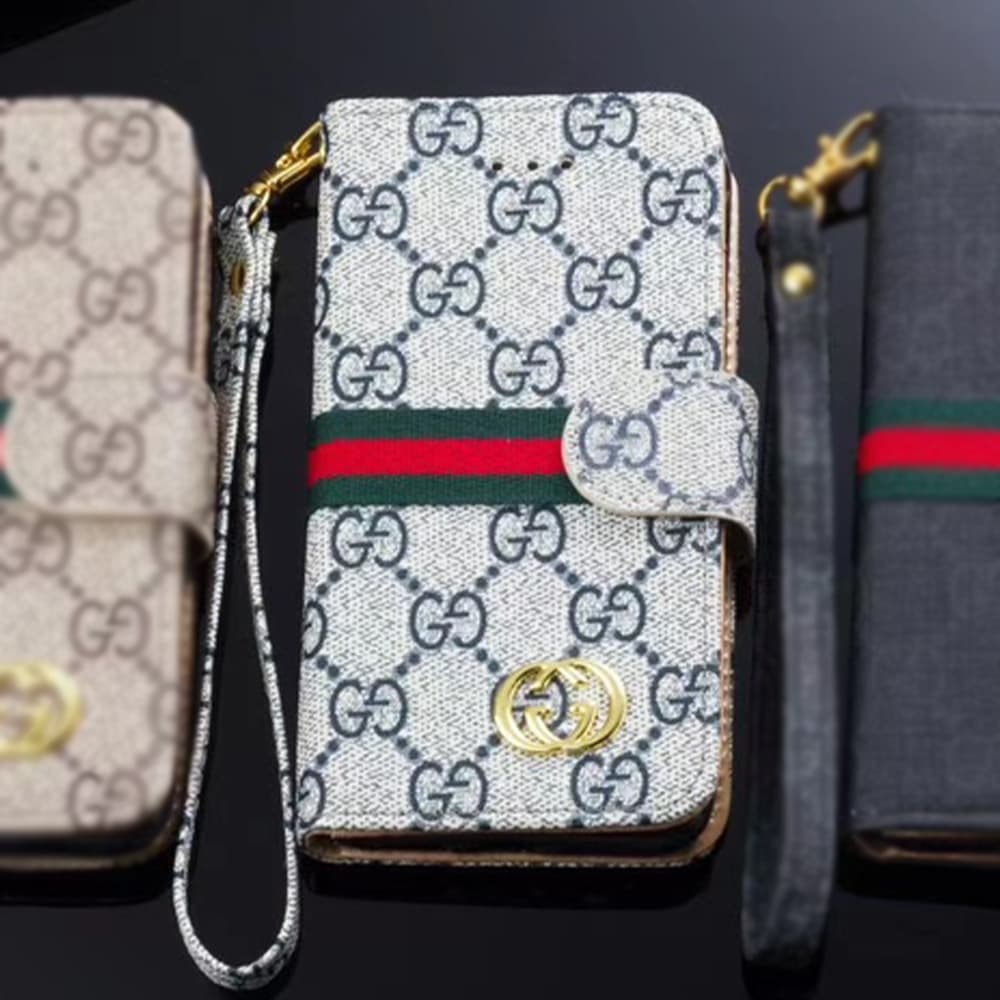 LV Gucci Burberry Classic Flip Cover for iPhone - Monogram/GG/Plaid (Multi-Color)