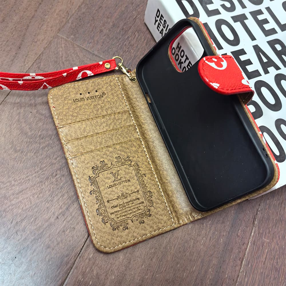 LV Gucci Classic Flip Cover for iPhone - Monogram/GG (Multi-Color)